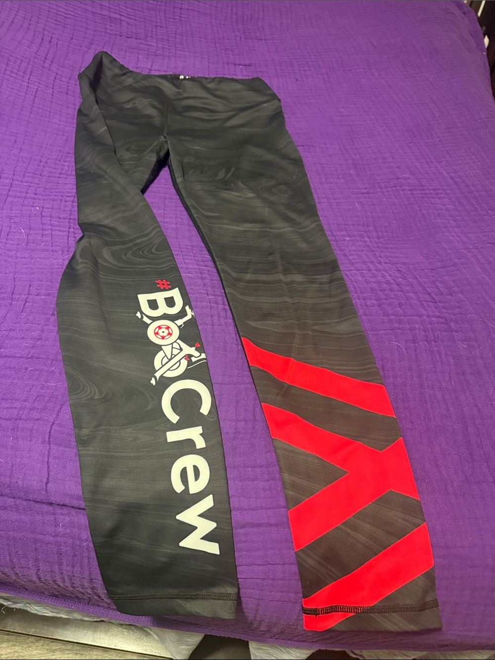 Kali Black Leggings with Red Accent Crew Graphic